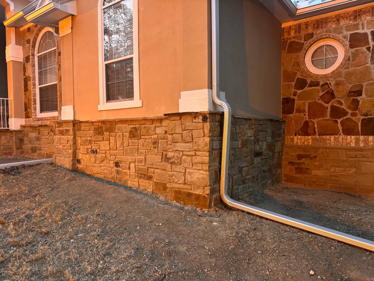 Limestone stone wall at dusk
